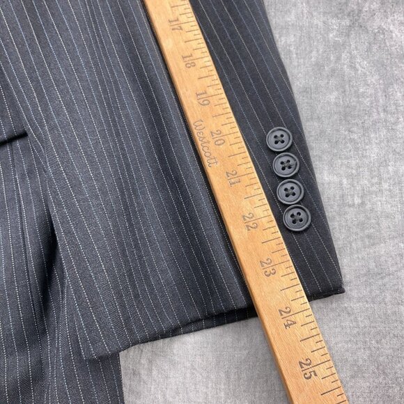 Jos A Bank Suit Men 40S/32Wx28L Gray Blue Pinstripe Signature Gordon Cuff Wool - Picture 5 of 16
